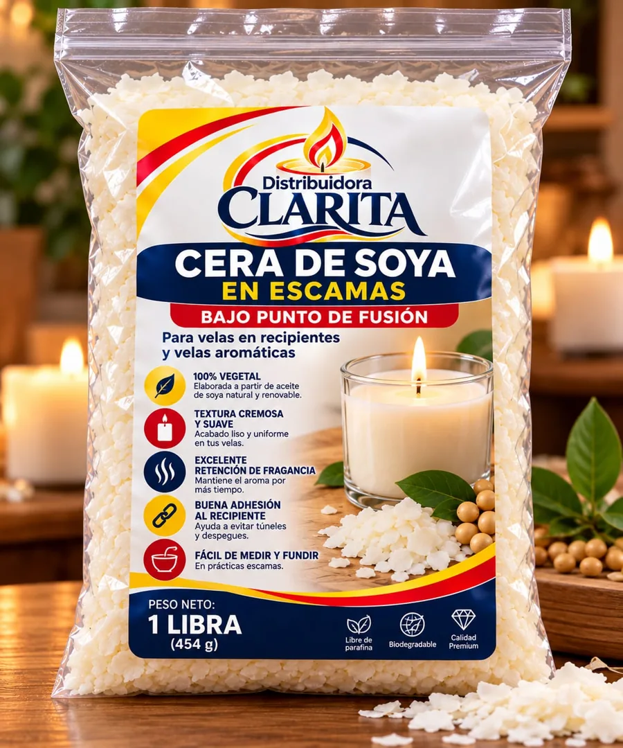 Cera de soya CLARITA en escamas para elaborar velas aromáticas